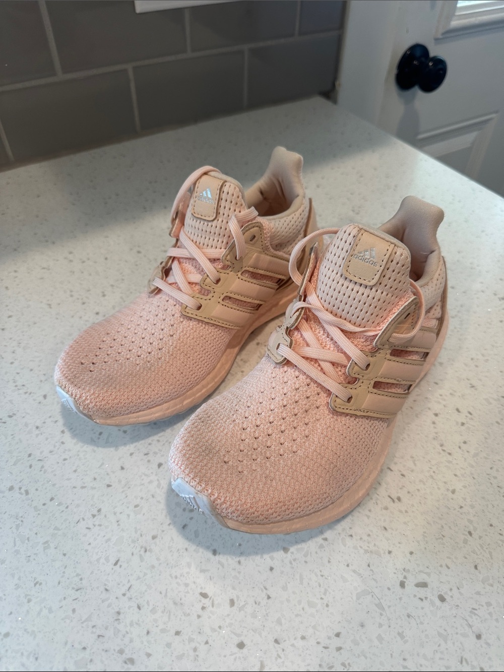 adidas Women's Light Pink Knit Running Shoes